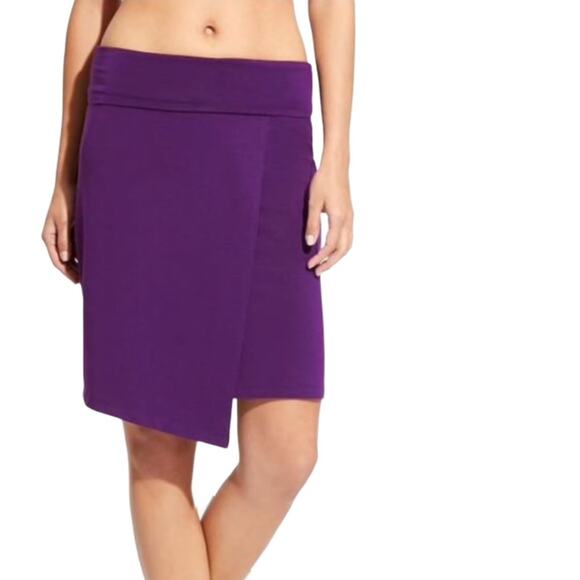 Athleta Seaside Fold Faux Wrap Tencel Skirt Athleisure Purple NWT XS Active - Picture 9 of 9
